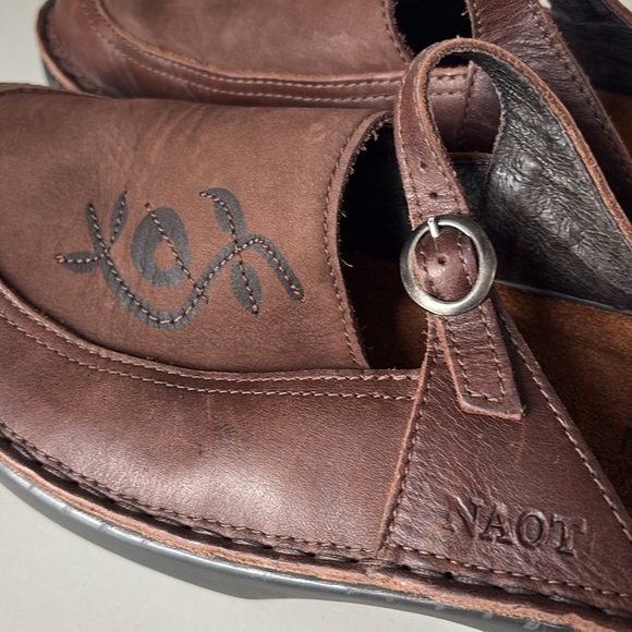 Naot Camila Brown Leather Comfort Shoes Slide Clog Mule Size 41 - Picture 5 of 10
